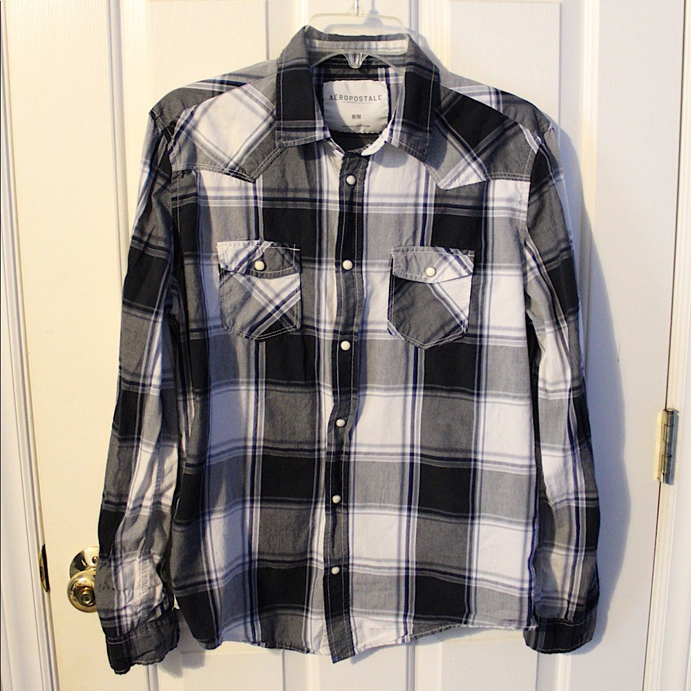 Men’s Aeropostale Size M Western Pearl Snap Button Shirt
